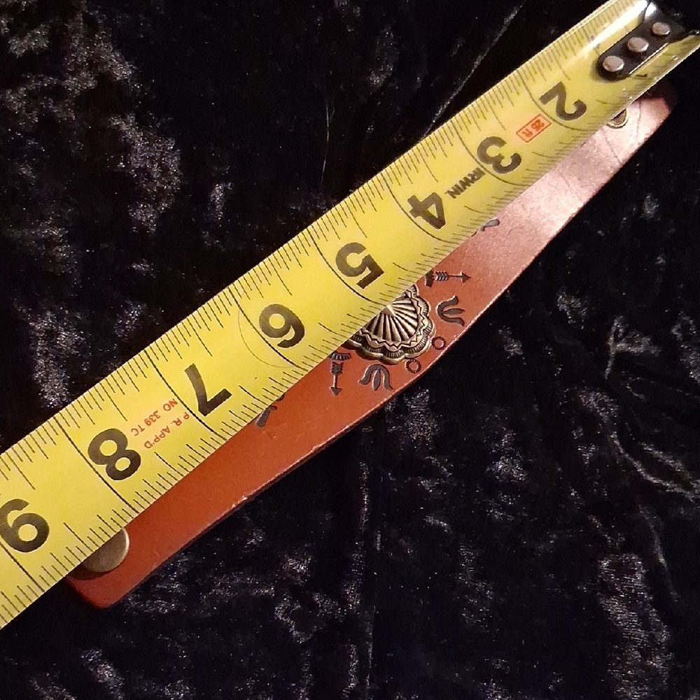 Brown Leather Cuff Bracelet with Silver Accents - Picture 6 of 6